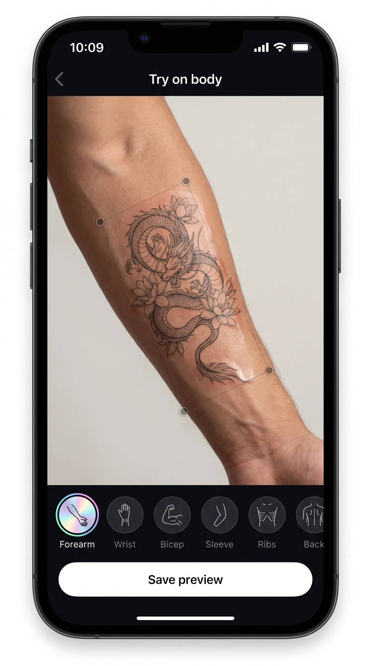 Tattoo Genie app — See it on your skin.